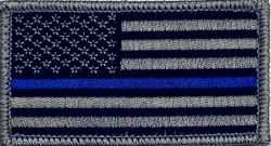 Thin Blue Line Embroidered USA Flag Patch